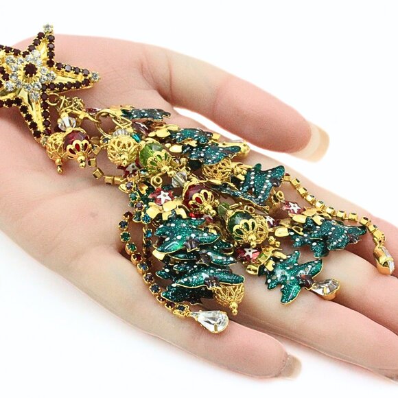 Fun Lunch At Ritz  Enamel Santa Klaus Reindeer Christmas Tree Holiday Set - Picture 10 of 16